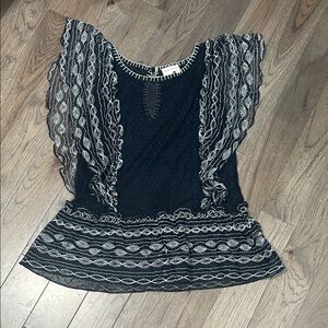 Meadow Rue Black and White Lace Blouse